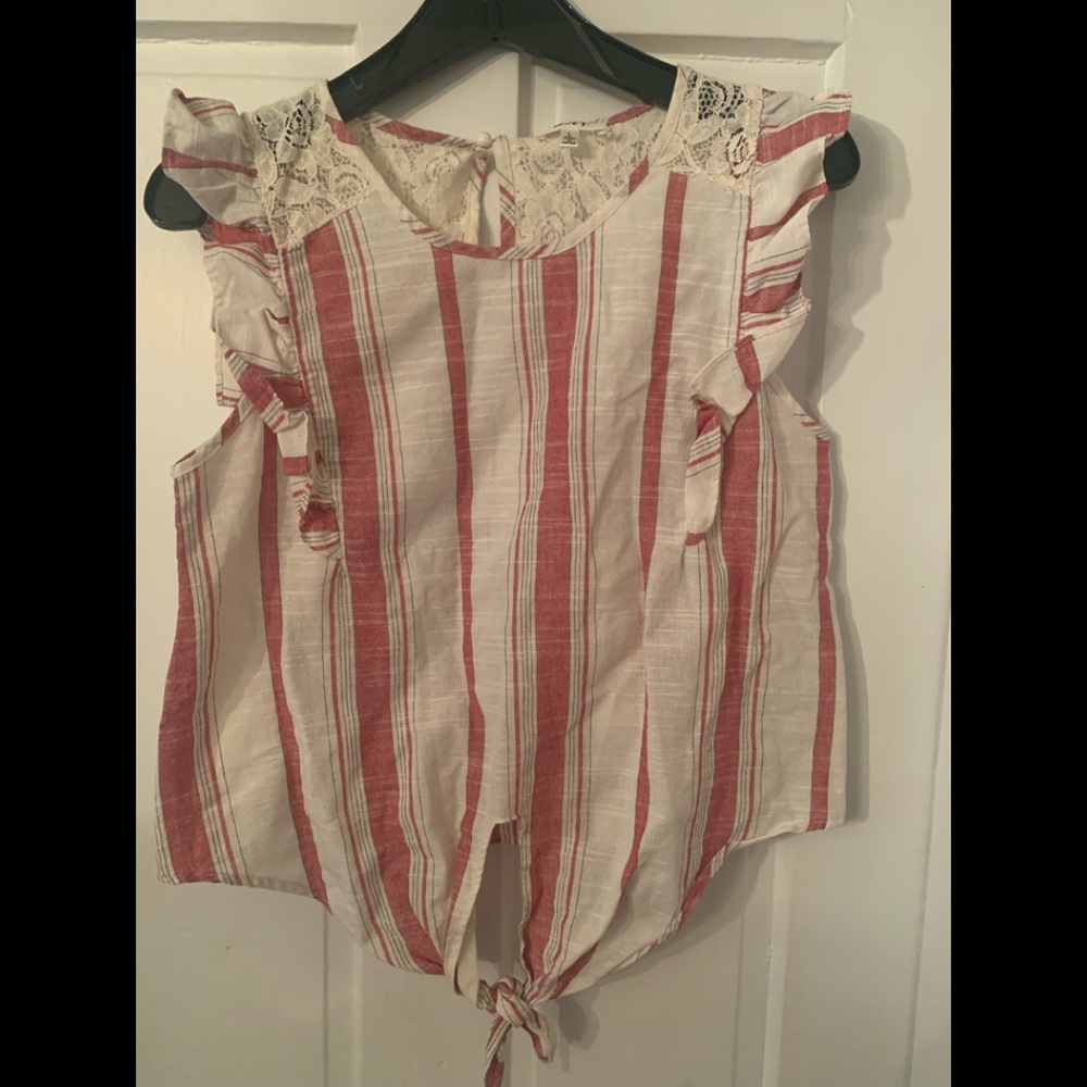 Love J Sleeveless Top With Tie Front